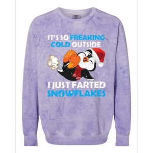 I Just Farted Snowflakes Funny Penguin Lover Christmas Cool Gift Colorblast Crewneck Sweatshirt