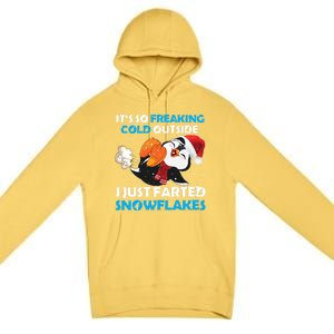 I Just Farted Snowflakes Funny Penguin Lover Christmas Cool Gift Premium Pullover Hoodie