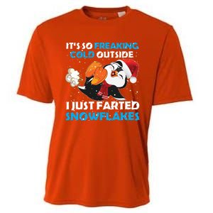 I Just Farted Snowflakes Funny Penguin Lover Christmas Cool Gift Cooling Performance Crew T-Shirt