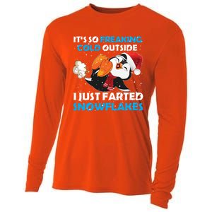 I Just Farted Snowflakes Funny Penguin Lover Christmas Cool Gift Cooling Performance Long Sleeve Crew