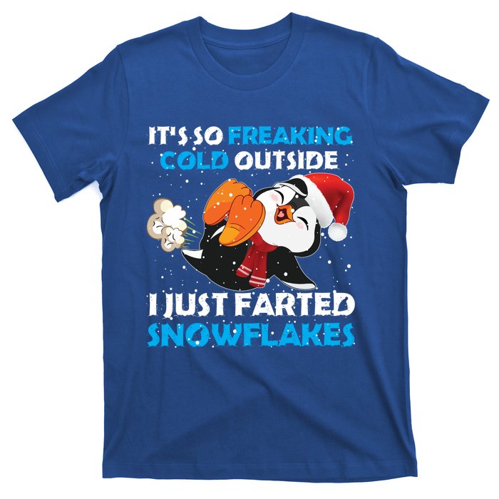 I Just Farted Snowflakes Funny Penguin Lover Christmas Cool Gift T-Shirt