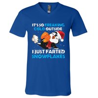 I Just Farted Snowflakes Funny Penguin Lover Christmas Cool Gift V-Neck T-Shirt