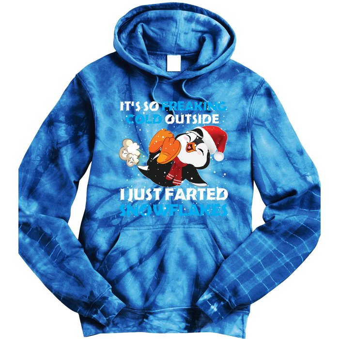 I Just Farted Snowflakes Funny Penguin Lover Christmas Cool Gift Tie Dye Hoodie