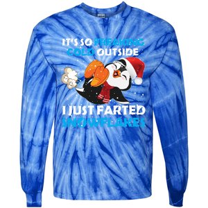 I Just Farted Snowflakes Funny Penguin Lover Christmas Cool Gift Tie-Dye Long Sleeve Shirt