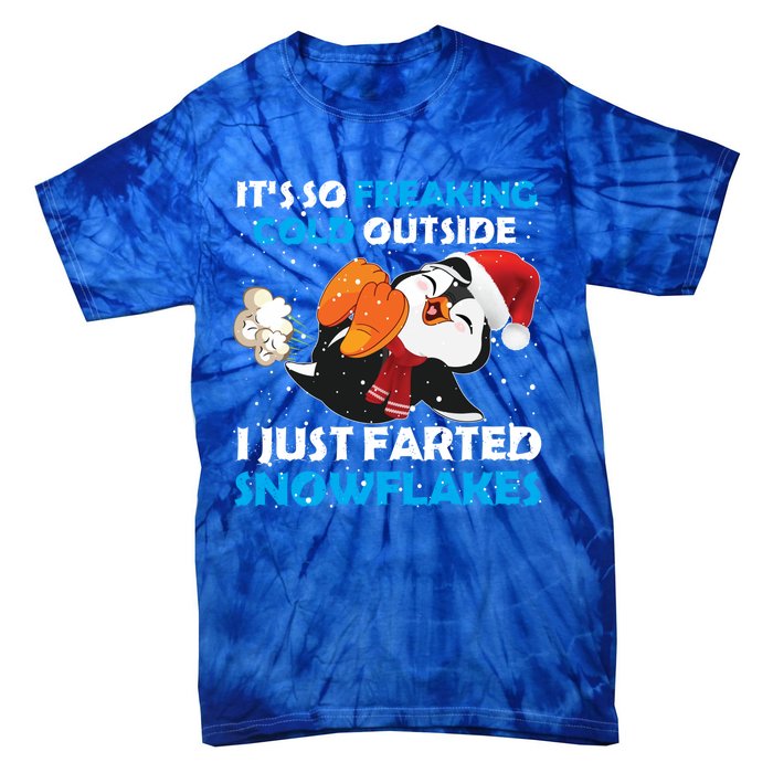 I Just Farted Snowflakes Funny Penguin Lover Christmas Cool Gift Tie-Dye T-Shirt