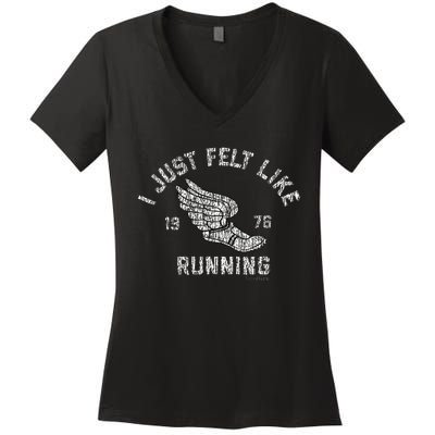 I Just Felt Like Running 1976 Logo Women's V-Neck T-Shirt