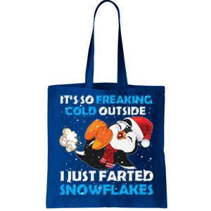 I Just Farted Snowflakes Funny Penguin Lover Christmas Gift Tote Bag