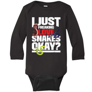 I Just Freaking Love Snakes Snake Lover Reptile Zookeeper Baby Long Sleeve Bodysuit