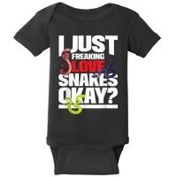 I Just Freaking Love Snakes Snake Lover Reptile Zookeeper Baby Bodysuit