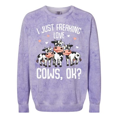 I just freaking love Cows Farmers Cow Lover Colorblast Crewneck Sweatshirt