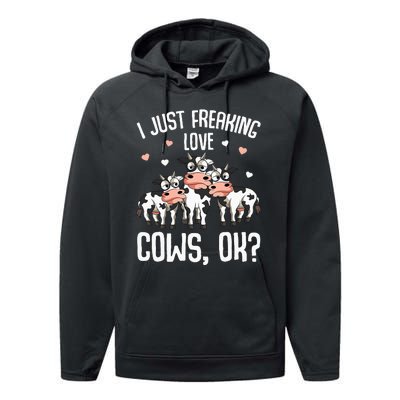 I just freaking love Cows Farmers Cow Lover Performance Fleece Hoodie