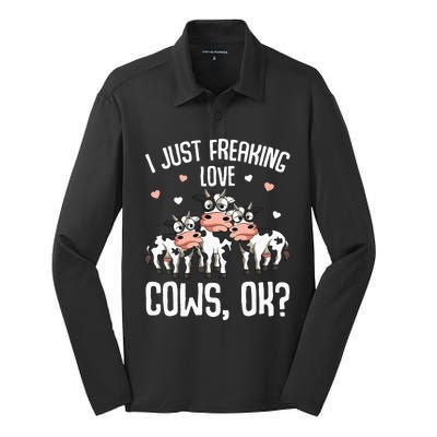 I just freaking love Cows Farmers Cow Lover Silk Touch Performance Long Sleeve Polo