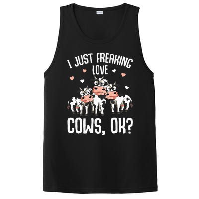 I just freaking love Cows Farmers Cow Lover PosiCharge Competitor Tank