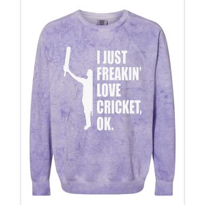 I Just Freakin Love Cricket Funny Gift Colorblast Crewneck Sweatshirt