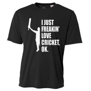 I Just Freakin Love Cricket Funny Gift Cooling Performance Crew T-Shirt