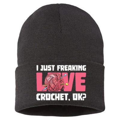 I Just Freaking Love Crocket Yarn Crocheting Crocheter Sustainable Knit Beanie