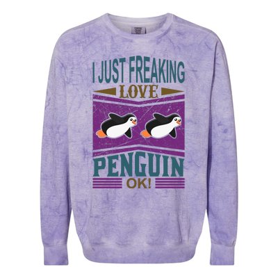 I Just Freaking Love Penguin Ok Colorblast Crewneck Sweatshirt