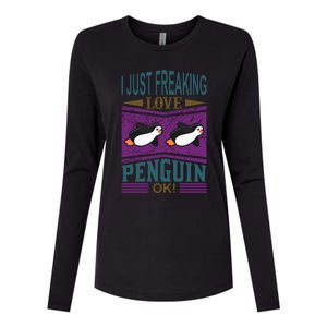 I Just Freaking Love Penguin Ok Womens Cotton Relaxed Long Sleeve T-Shirt