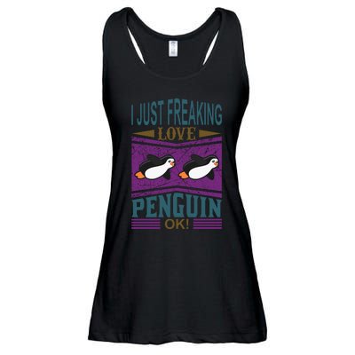 I Just Freaking Love Penguin Ok Ladies Essential Flowy Tank