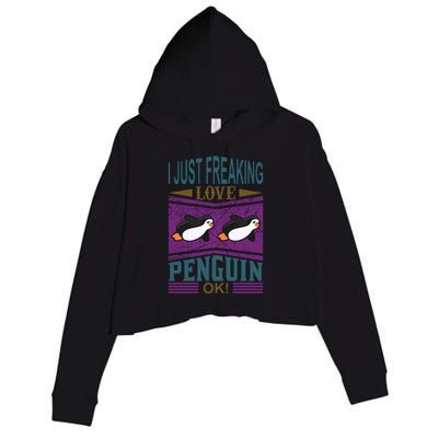 I Just Freaking Love Penguin Ok Crop Fleece Hoodie