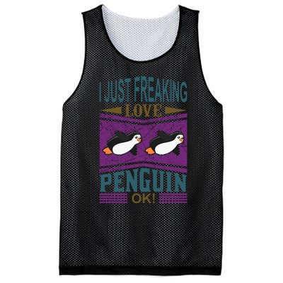 I Just Freaking Love Penguin Ok Mesh Reversible Basketball Jersey Tank