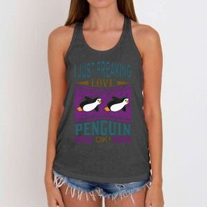 I Just Freaking Love Penguin Ok Women's Knotted Racerback Tank