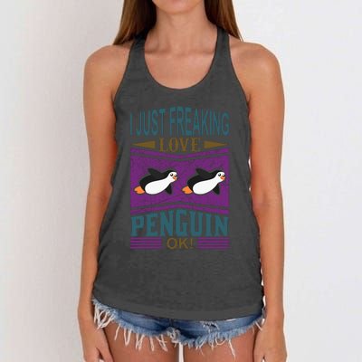 I Just Freaking Love Penguin Ok Women's Knotted Racerback Tank