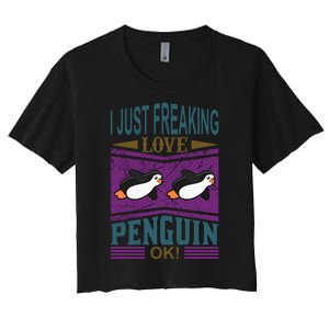 I Just Freaking Love Penguin Ok Women's Crop Top Tee