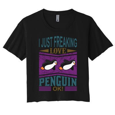 I Just Freaking Love Penguin Ok Women's Crop Top Tee