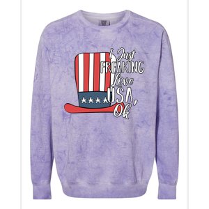 I Just Freaking Love Usa Ok Gift Usa Patriotic 4th Of July Gift Colorblast Crewneck Sweatshirt