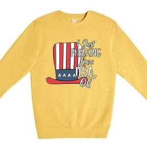 I Just Freaking Love Usa Ok Gift Usa Patriotic 4th Of July Gift Premium Crewneck Sweatshirt