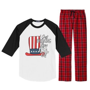 I Just Freaking Love Usa Ok Gift Usa Patriotic 4th Of July Gift Raglan Sleeve Pajama Set