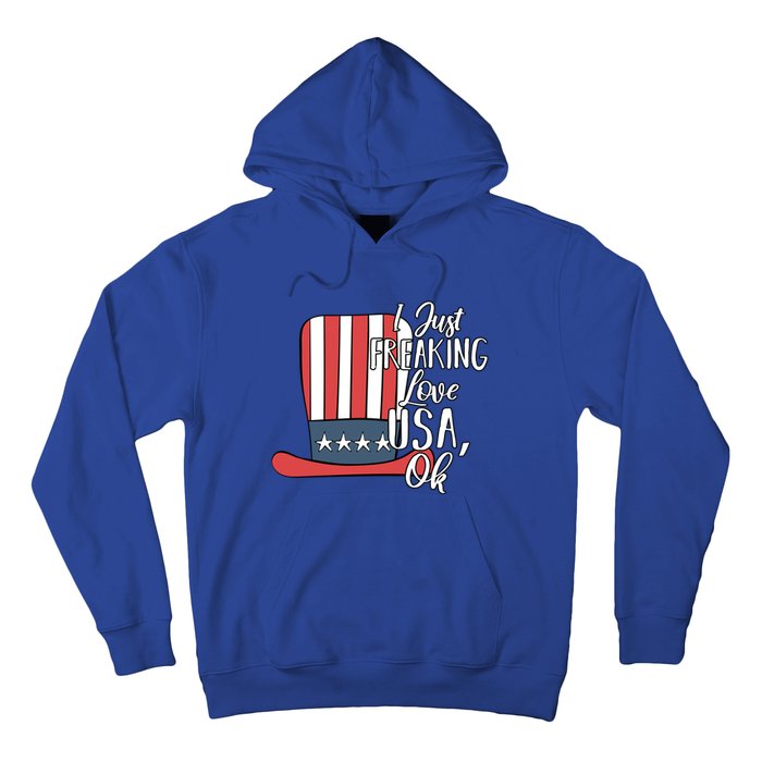 I Just Freaking Love Usa Ok Gift Usa Patriotic 4th Of July Gift Hoodie