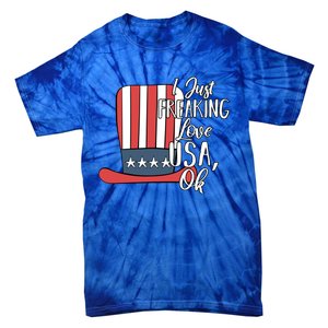 I Just Freaking Love Usa Ok Gift Usa Patriotic 4th Of July Gift Tie-Dye T-Shirt