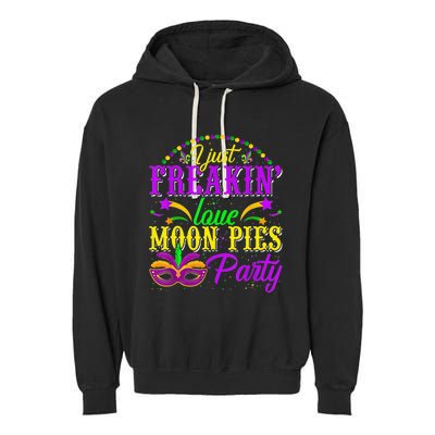 I Just Freakin Love Moon Pie funny Mardi Gras Party Garment-Dyed Fleece Hoodie