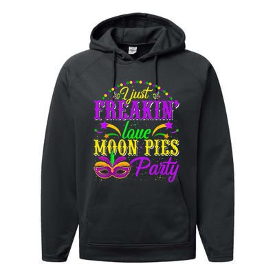 I Just Freakin Love Moon Pie funny Mardi Gras Party Performance Fleece Hoodie