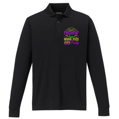 I Just Freakin Love Moon Pie funny Mardi Gras Party Performance Long Sleeve Polo