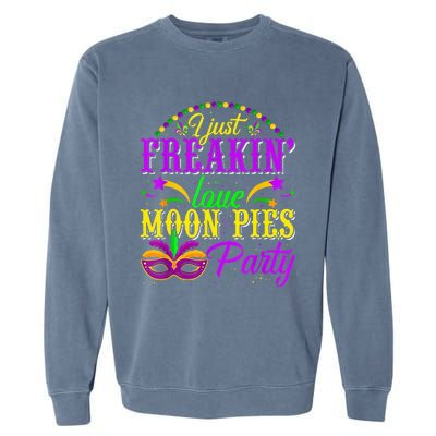 I Just Freakin Love Moon Pie funny Mardi Gras Party Garment-Dyed Sweatshirt