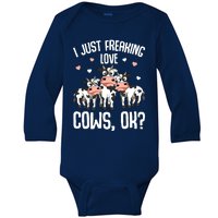 I Just Freaking Love Cows Farmers Cow Lover Baby Long Sleeve Bodysuit