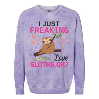 I Just Freaking Love Sloths Ok Colorblast Crewneck Sweatshirt