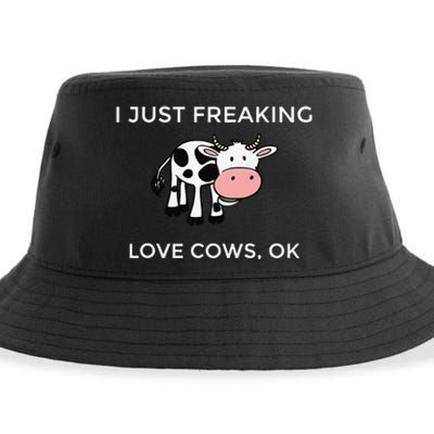 I Just Freaking Love Cows Ok Funny Cow Humor Sustainable Bucket Hat