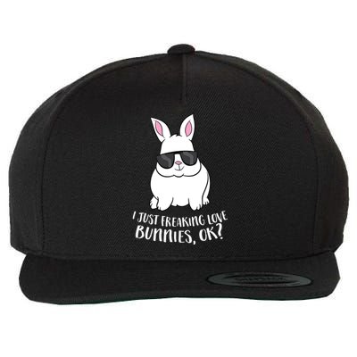 I Just Freaking Love Bunnys Ok Cute Rabbit With Sunglasses Gift Wool Snapback Cap