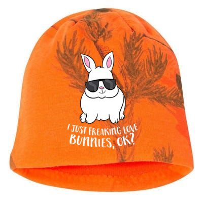 I Just Freaking Love Bunnys Ok Cute Rabbit With Sunglasses Gift Kati - Camo Knit Beanie