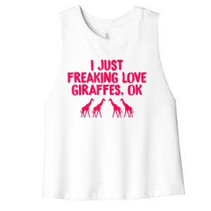 I Just Freaking Love Giraffes Funny Animal Lovers Women's Racerback Cropped Tank