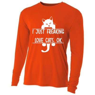 I Just Freaking Love Cats Ok Cooling Performance Long Sleeve Crew