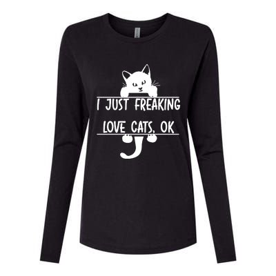 I Just Freaking Love Cats Ok Womens Cotton Relaxed Long Sleeve T-Shirt