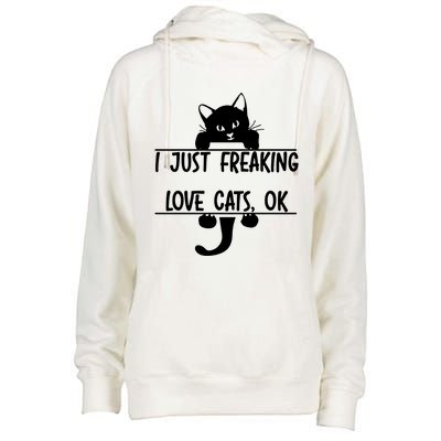 I Just Freaking Love Cats Ok Womens Funnel Neck Pullover Hood