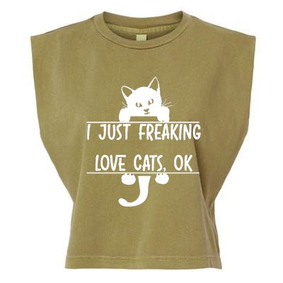 I Just Freaking Love Cats Ok Garment-Dyed Women's Muscle Tee