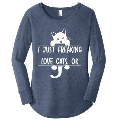 I Just Freaking Love Cats Ok Women's Perfect Tri Tunic Long Sleeve Shirt