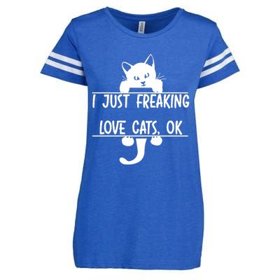 I Just Freaking Love Cats Ok Enza Ladies Jersey Football T-Shirt